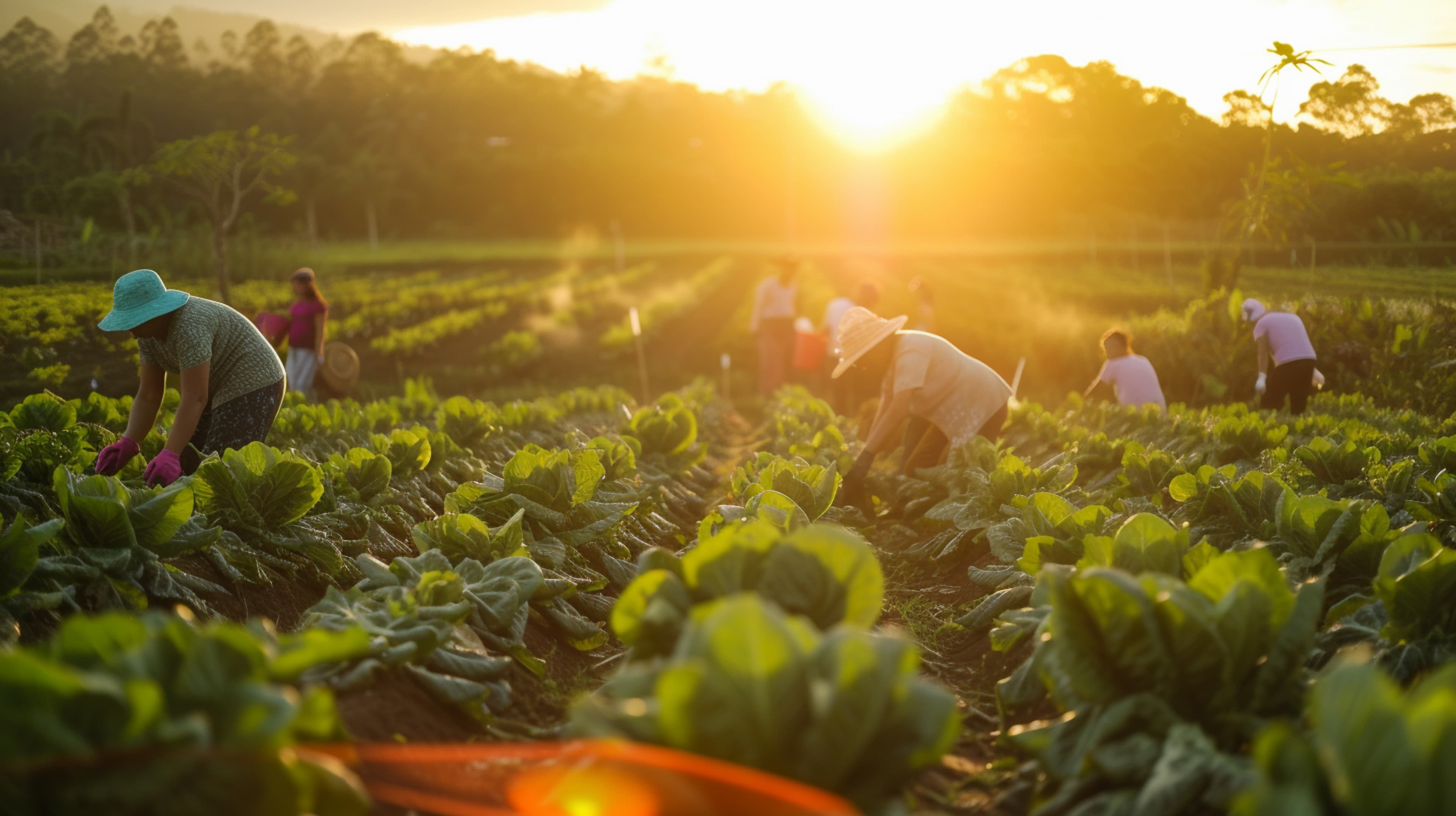 Worker examining plants
